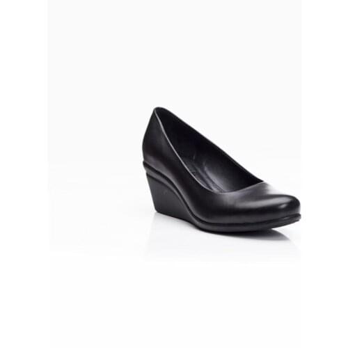 Shoes, women, black Genuine Leather Wedge Heeled Ladies shoes, Seasonal, Winter, summer, durable, daily, comfortable, trc-0274