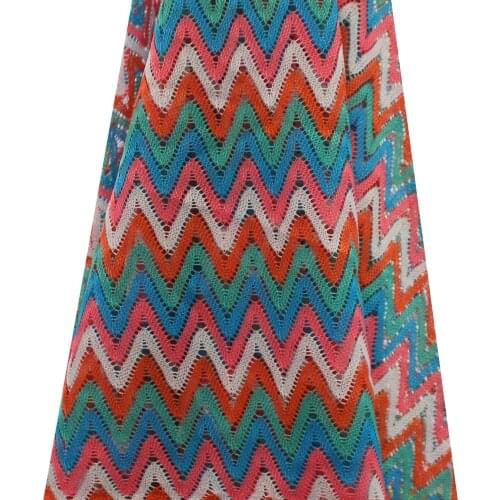 YACKALASI Zig Zag Knitting Lace Fabrics 1 Meter For Dress Wave Striped Crochet Mesh Fabrics Diy Garment 150CM Wide