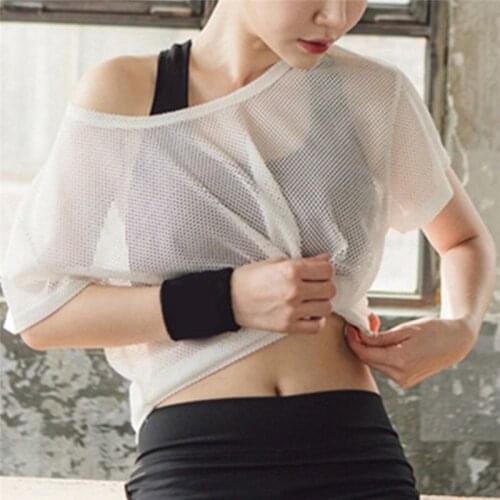 Women Mesh Shirt Quick Dry Sport Fitness Female Running Shirt Clothes Short Sleeve T-Shirt Workout Exercises T-Shirt