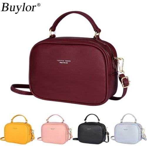 Buylor Fashion Crossbody Bag PU Leather Zipper Simple Luxury Shoulder Bag Women High Quality Handbags Ladies Messenger Bag For G