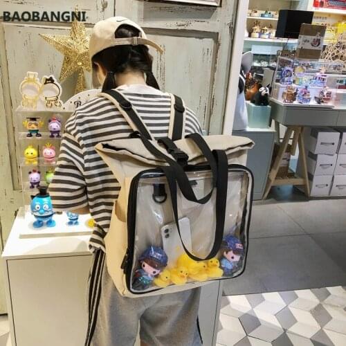 Women Big bag Backpack Clear Pocket With Large Display Layer School-Bag Backpack Girls Bag SacIta 15 Inch Laptop