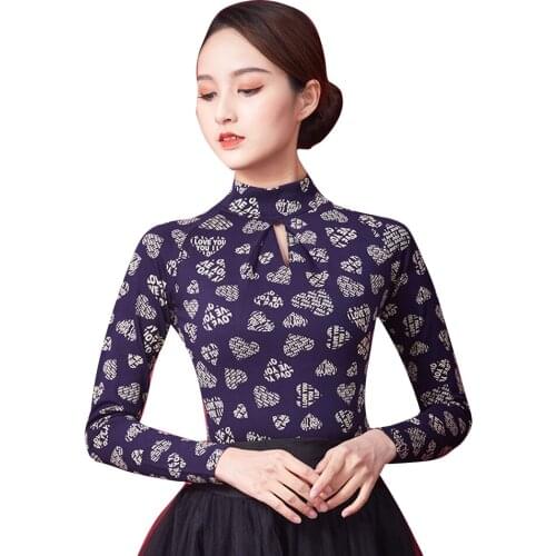 Navy Blue Latin Top Women Latin Dance Basic Top Dancewear Latin Ballroom Samba Tango Flamengo Dancing Practice T-shirt Costumes