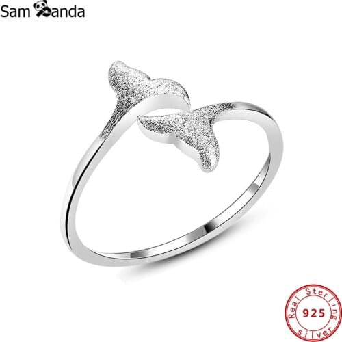 Authentic 100% 925 Sterling Silver Ring Mermaid Tail Whale Rings Opening Adjustable For Women Wedding Gift Fine Jewelry