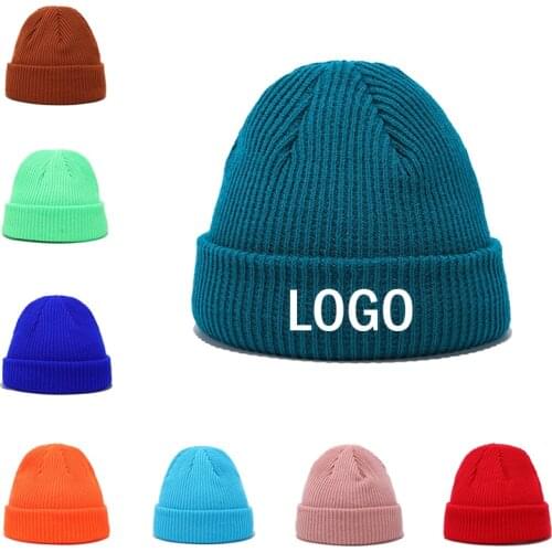 INS 1Pcs Winter Women Solid Custom Logo Knitting Beanies Skullcap Men Casual DIY Print Logo Knitted Hats For Women Caps Sombrero