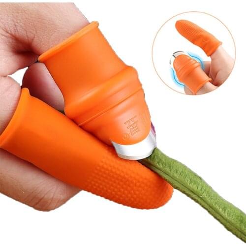 1 Set Silicone Finger Protector With Blade Fruits Vegetable Knife Pinching Plant Scissors Thumb Finger Guard Kitchen Gadgets