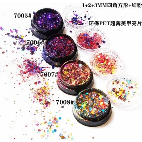 1 Bag Glitter Nail Art Sequins Holographic Rectangle Mix Shape Hexagon Manicure Nails Art Decorations Makeup Face Powder Flakes