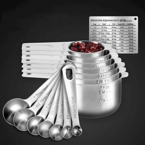 14/15Pcs Stainless Steel Measuring Spoons Measuring Cups Set Metal Measuring Scoop Kitchen Baking Pastry Tools Cooking Utensils