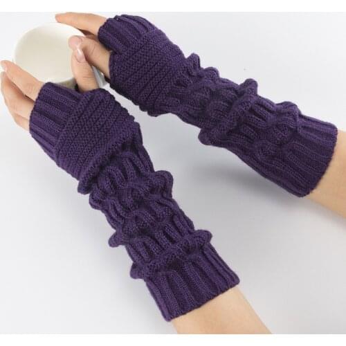 2021 f Women Gloves Stylish Hand Warmer Winter Gloves Women Arm Crochet Knitting Hollow Heart Mitten Warm Fingerless Gloves