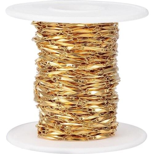 33 Feet Gold Plated Stainless Steel Cable Chains Link Spool Bulk for Pendant