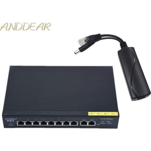 4 POE 48v 10 port gigabit unmanaged poe switch 8*10/100 mbps POE poort; 2*10/100/1000 mbps UP Link poort; NVR poort 280M