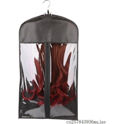 50Sets Hair Extensions Carrier Non-woven Suit Case Storage Bag Package with Wooden Hanger for Hair Weft & Clip in Hair Extension