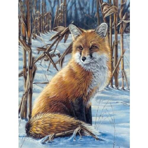 5D Diy Diamond Painting Cross Stitch Full Square Mosaic Pasted diamond Embroidery fox animal Needlework rhinestone Kits FR193