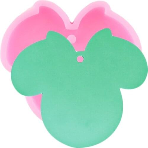 Shiny Mouse Head Keychain Molds Silicone Epoxy Resin Mould DIY Jewelry Making Necklace Pendant Polymer Clay Moulds