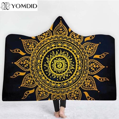 Bohemian Hooded Blanket for kids/Adults Mandala Magic Cartoon Sun Polyester Printed Tapestry Home decoration Sofa Throw Blanket