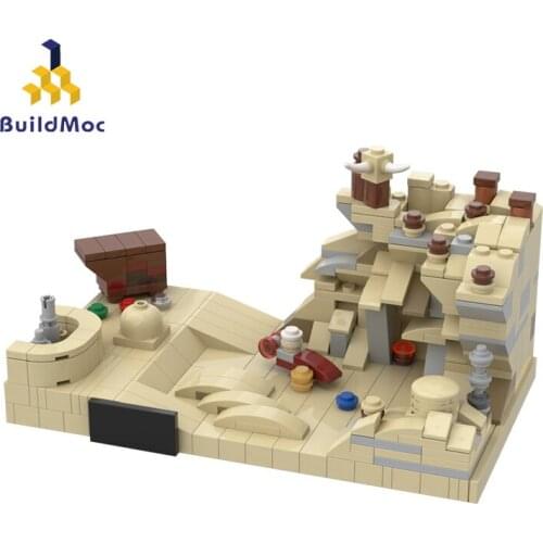 Buildmoc Space War Movie Tatooine A New Hope Desert Street View Architecture Model Building Blocks Bricks Education Toys For Kid