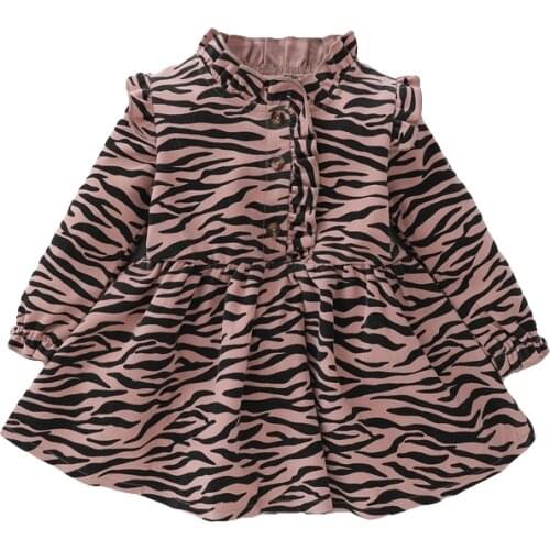 Baby Fashion Dresses European Style Vintage Zebra Print Party Costumes For Toddler Girl Cotton Children Spring A-line Vestidos