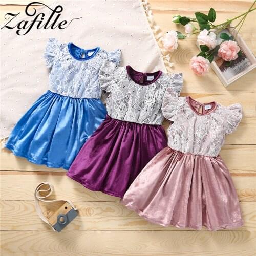 ZAFILLE Elegant Baby Dress Fly Sleeve Lace Flannel Toddler Girl Dress Summer Party Birthday Costume Newborns Baby Girl Clothes