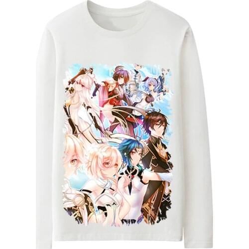 Genshin Impact Cosplay T Shirt Amber Kaeya Men/Women Spring Autumn Long Sleeve T-shirt Casual tshirt Top Tee Halloween Costume