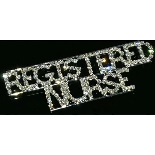 Crystal Handmade Word Jewelry "Registered Nurse" Lapel Pin Rhinestone Word Brooch Accessories Unique Gift Wholesale