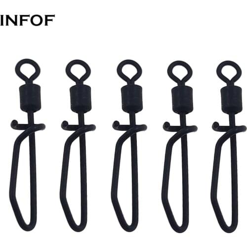 INFOF 20PCS Carp Fishing Swivels Matte Black Fast Snap Swivels Hook Lure Fishing Connector Rolling Swivel T Shape Snap