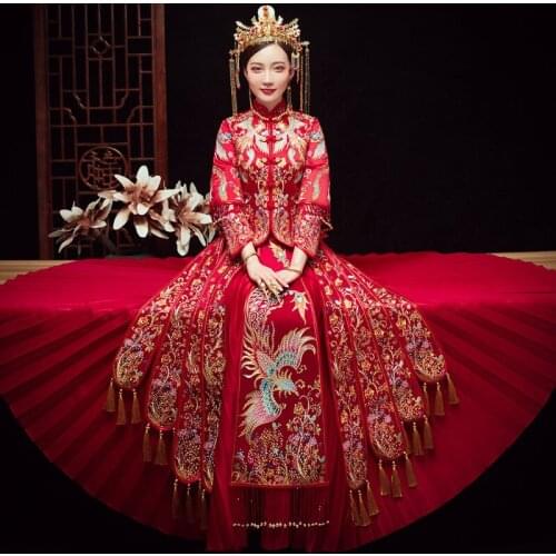 Chinese Banquet Costume High-quality New Design Oriental Stylish Modern Wedding Dress Long Clothes China Qipao китайская одежда
