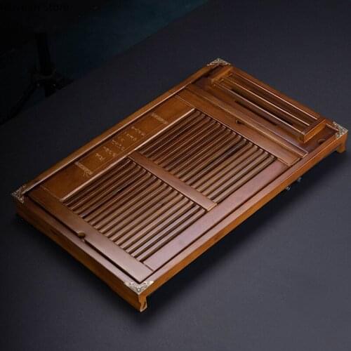 Chinese Solid Wood Tea Tray Drain Household Kung Fu Tea Set Tea Tray Storage Supplies Living Room Coffee Table Decoration