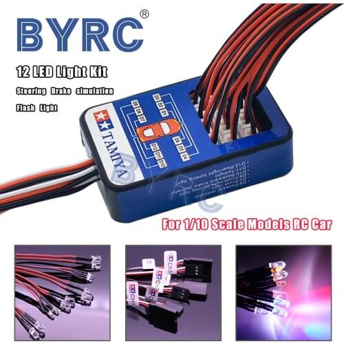 Simulation Flash Light 12 LED Lighting Kit Steering Brake for 1/10 Scale Models RC Car Yokomo Tamiya HSP HPI AXIAL RC4WD Traxxas