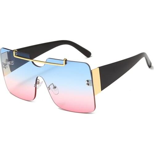 Fashion Rimless Sunglasses Design Women Men Oversized Square Sunglasses Luxury Vintage Eyewear UV400 Shades oculos de sol