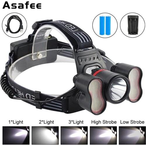 Cree XML T6 LED Headlamp 5 Modes White Light Sensor Headlamp 18650 Rechargeable Battery Head Torch For Camping Fishing Hunting