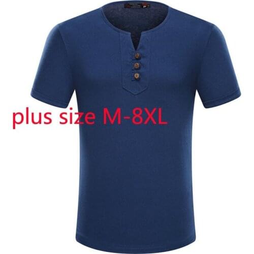 New Arrival Cotton Super Large Short Sleeve V-neck Casual Knitted Summer T Shirt Plus Size M L XL 2XL 3XL 4XL 5XL 6XL 7XL 8XL