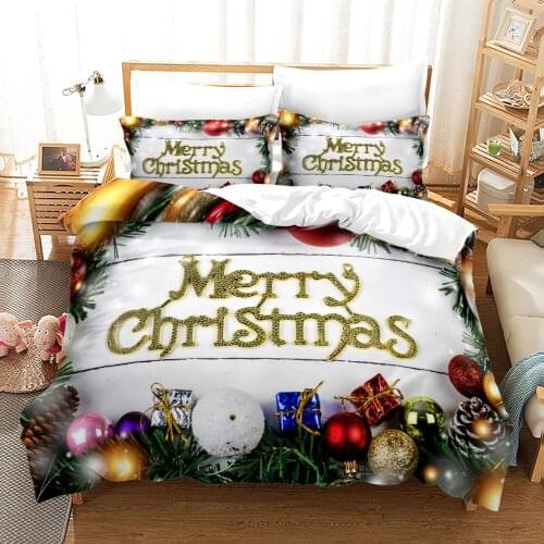 Merry Christmas Bedding Set Gift for Girls Boys Baby Duvet Cover Quilt Cover with Pillowcases Twin Double Full King Size Decor