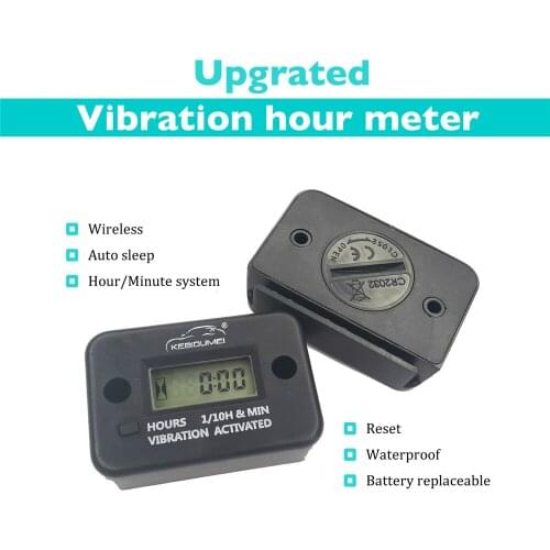 Vibration Hour Meter Wireless Digital LED Resettable Engine Gauge for Gas Generator Lawn Mower Motor ATV With Replacable Battery