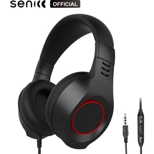 SENICC Stereo Gaming Headphones Over Ear 3.5mm PS4 Light Headband Extra Bass Music Headset with Volume Control For Phone Pad A2i