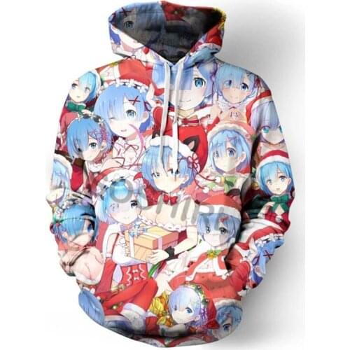 Re: Life in a Different World from Zero Kara Hajimeru Isekai Hoodie Cosplay Rem Subaru Natsuki 3D Print Hoodies Sweatshirts Tops