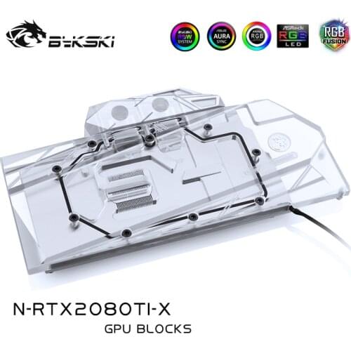 Bykski Water Block use for NVIDIA GeForce RTX 2080Ti/2080 Founders Edition 11GB GDDR6/Reference Edition/Full Cover Copper Block