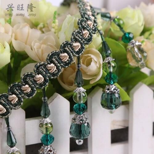 XWL Luxury 12M/Lot Colorful Acrylic Beads Curtain Lace Accessories For Drapery DIY Sewing Tassel Fringes Trim Ribbons Home Decor