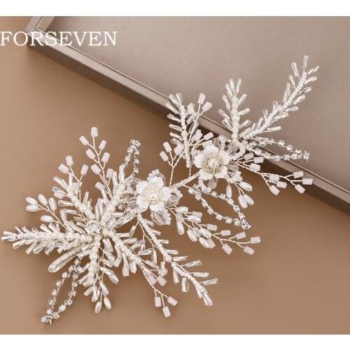 Pearl Flower Hair Clip Headband Bridal Hair Accessories Tiara Wedding Headband Handamde Head Accessories Clips