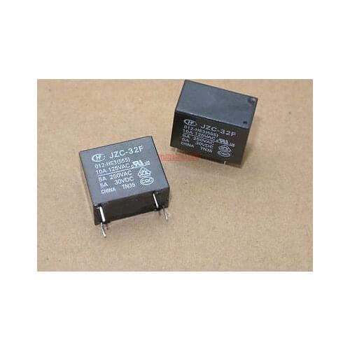 10pcs Power relay SPST 5A 250VAC 12V Coil JZC 32F 012 HS3 555 HONGFA