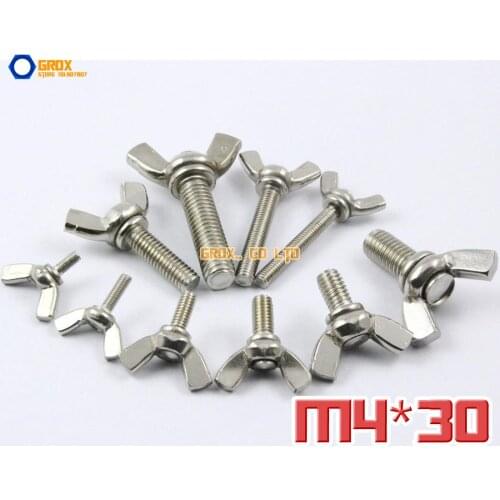 10 Pieces M4 x 30mm 304 Stainless Steel Wing Bolt Butterfly Screw Bolt