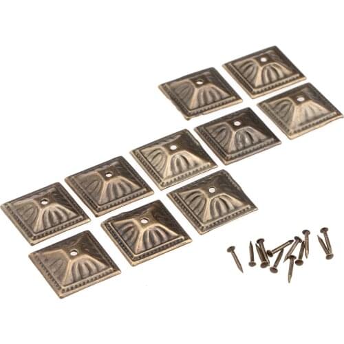 100pcs 21mmx21mm Square Upholstery Nails Vintage Antique Bronze Iron Jewelry Case Box Sofa Door Tack Stud Pushpin Decoration