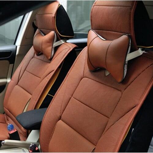 2pcs Car Neck Pillow Perforating Design PU Leather Hole-digging Car Headrest pillow Auto Safety Accessories Car accessories