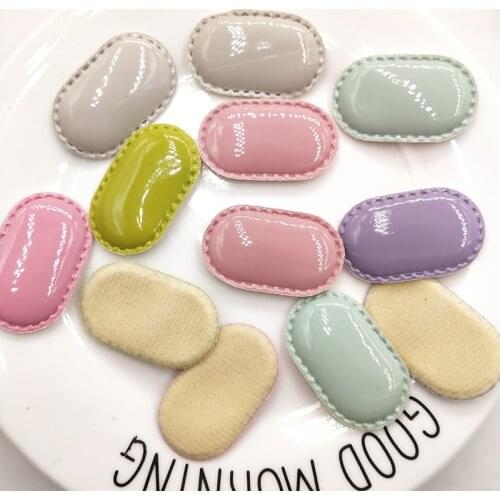 20pcs/lot 4cm shiny Pu square padded applique snap clip cover for bb hair clip accessories