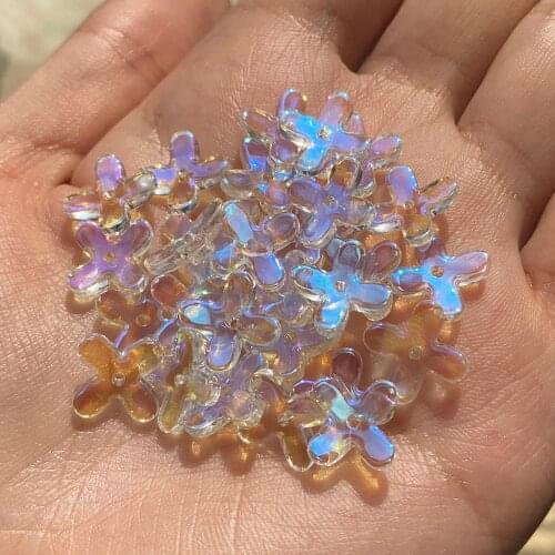 20PC/lot Flower AB Color Beads Czech Glass Loose Spacer Beads for Jewelry Making Hairpin Handmade Diy Accessories 12x12MM