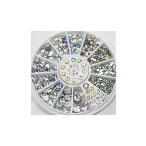 200pcs DIY Nail Art Wheel Tips Crystal Glitter Rhinestone 3D Nail Art Decoration AB Color woman Acrylic Diamond Drill