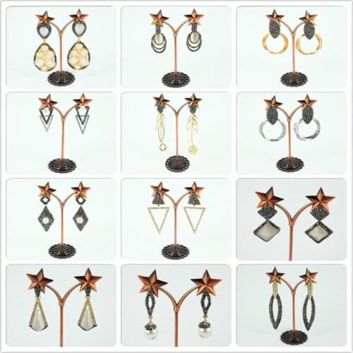 2017 New Arrival Fashion Woman Vintage Crystal Glass Pearl Inlay Rhinestone Long EarDrop Dangle Earrings Wedding Party GIft