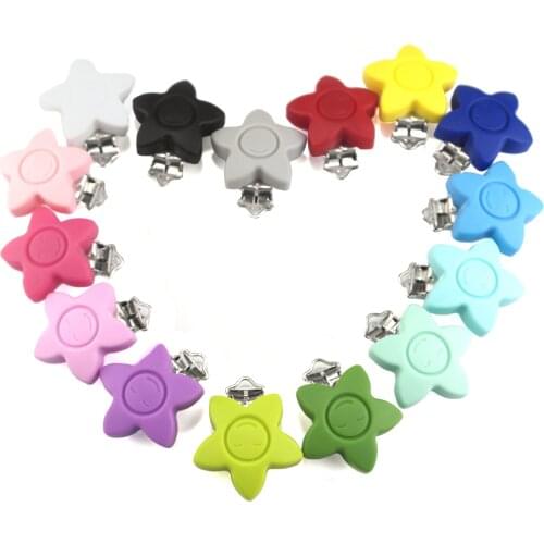 5 Pcs Baby BPA Free Silicone Pacifier Clip Holder Flower Pacifier Chain Clip Silicone Suspender Clip Metal SUTOYUEN