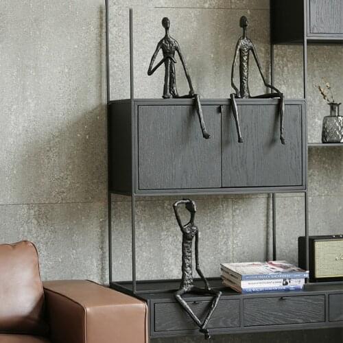 62CM MODERN ABSTRACT FIGURE SITTING UPRIGHT TOUCHING HAIR STATUE HOME HOTEL METAL CRAFT ROOM DECOR OBJECTS OFFIC SCULPTURE GIFT