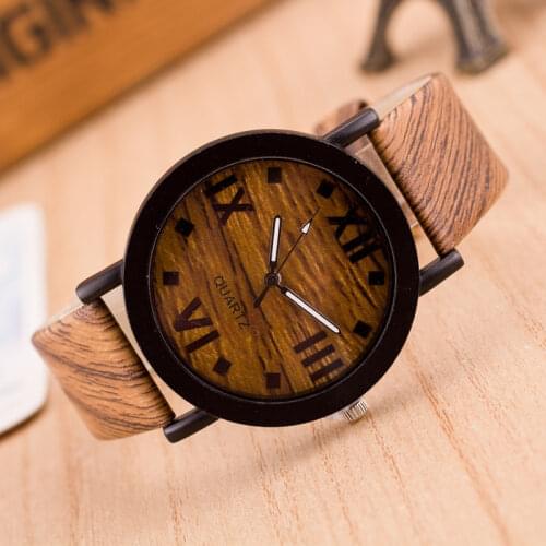 2020 Watches Top Luxury Brand Men Women Watch Roman Numerals Wood PU Leather Band Analog Quartz Vogue Wrist Watches