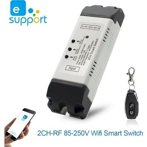 EWeLink Smart Switch 2 Channel Wifi Relay Rolling Door Switch DC 7-32V/AC 85-250V Motor Curtain Switch Inching Self-locking