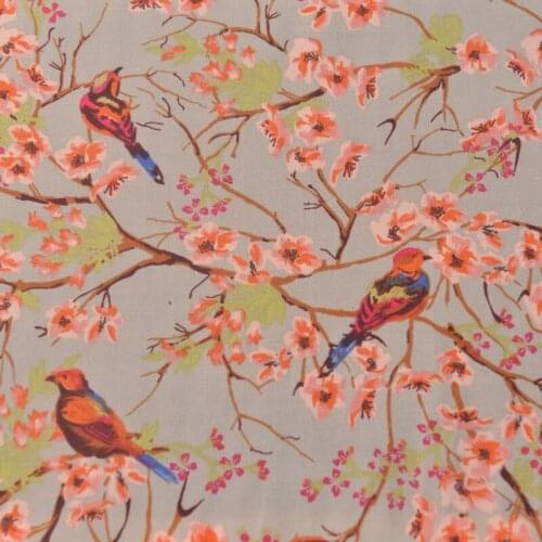 Quality Chiffon patchwork Flowers and birds branches and leaves tissu Summer dress, trousers clothing tissus